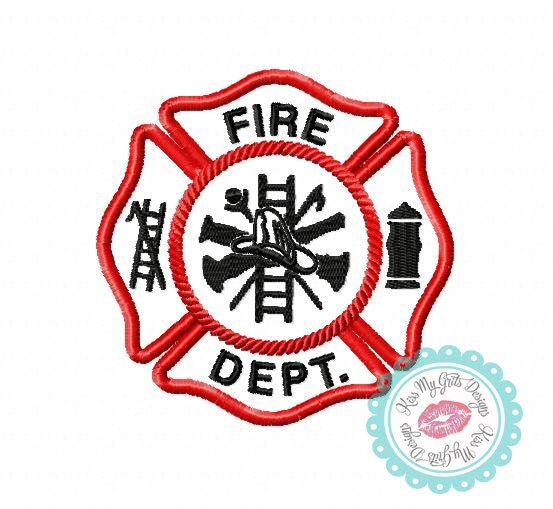 Fire Badge Machine Embroidery Applique Design
