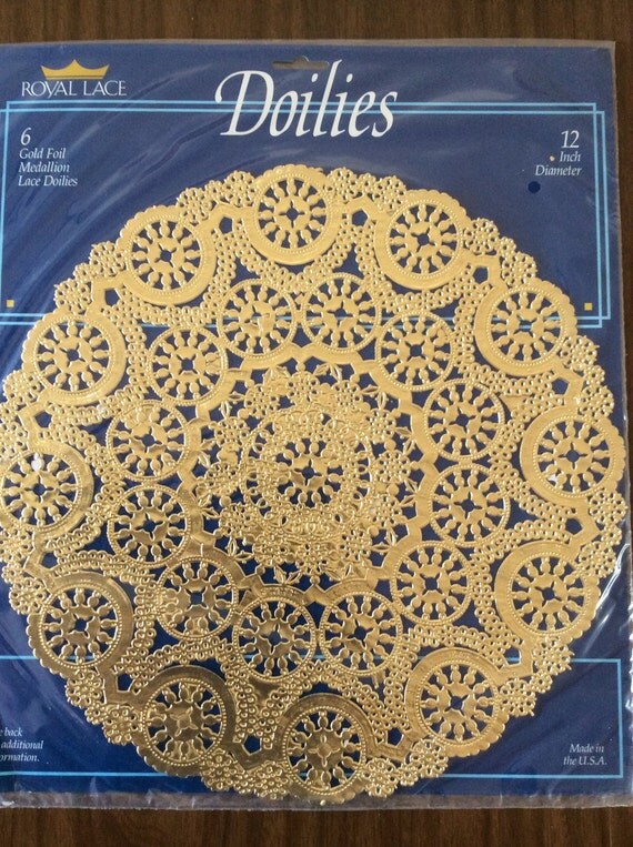 Royal Lace 12 Gold Medallion Paper Doilies