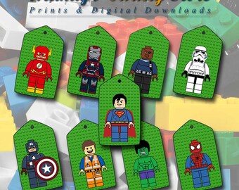 Lego Style Printable Gift Tags Instant Download Digital