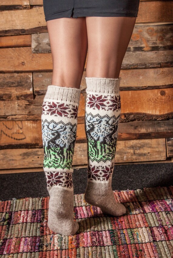 Gaiters Socks with pattern sheep wool Very warm by LoveKnittings