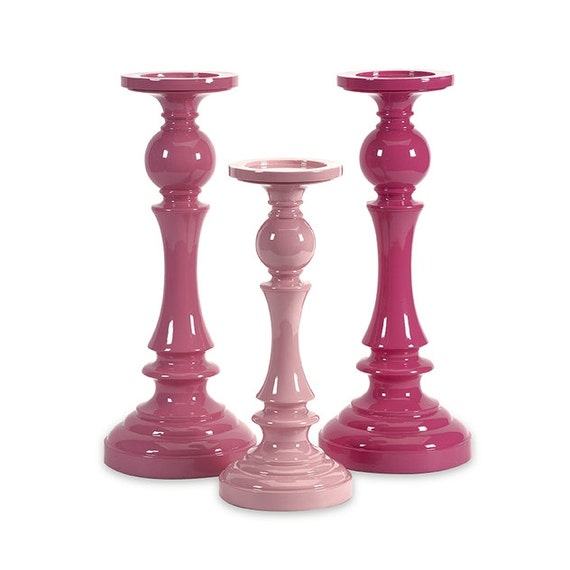 Blush Shades of Pink Pillar Candle Holders Set by BlushDecor
