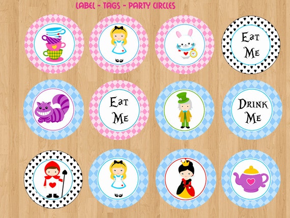 Alice in Wonderland Cupcake Toppers 2 inch Alice by LovelyDesings