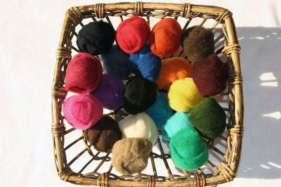 20 color Needle Felting Wool Pack Endangered Hog Island sheep