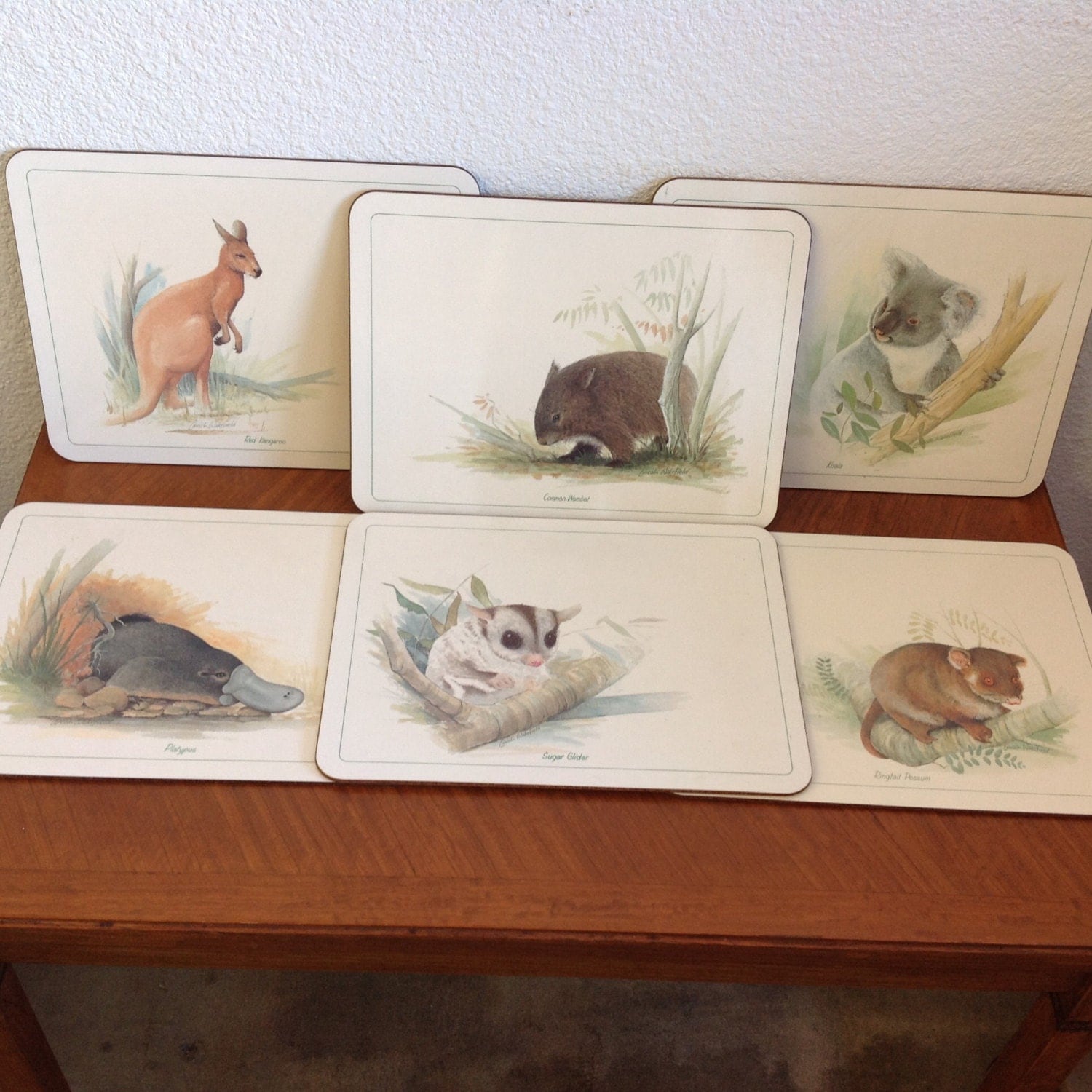 Vintage Placemats Australian Mammals Illustrated Set of 6 in Original