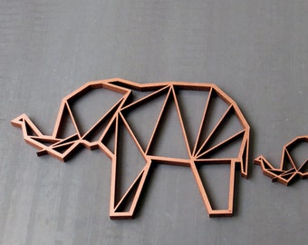 Elephant - 3D Origami - wood motive