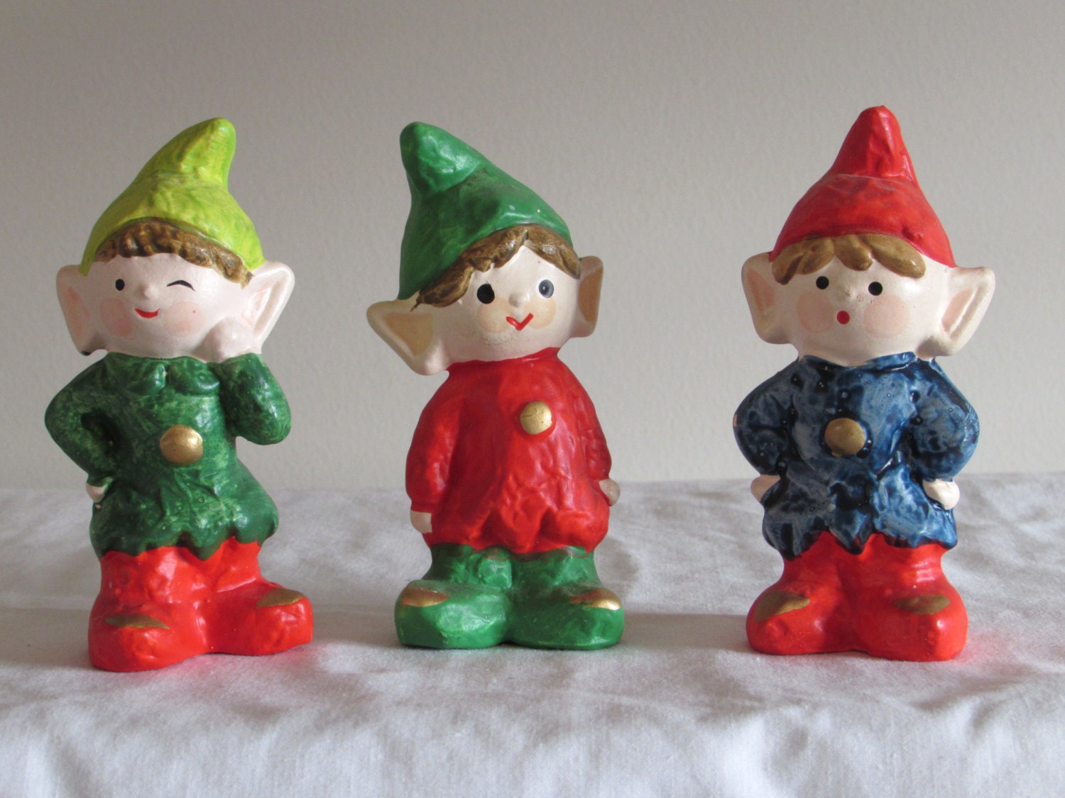 Homco Christmas Elves Christmas Figurines Decor Set of 3