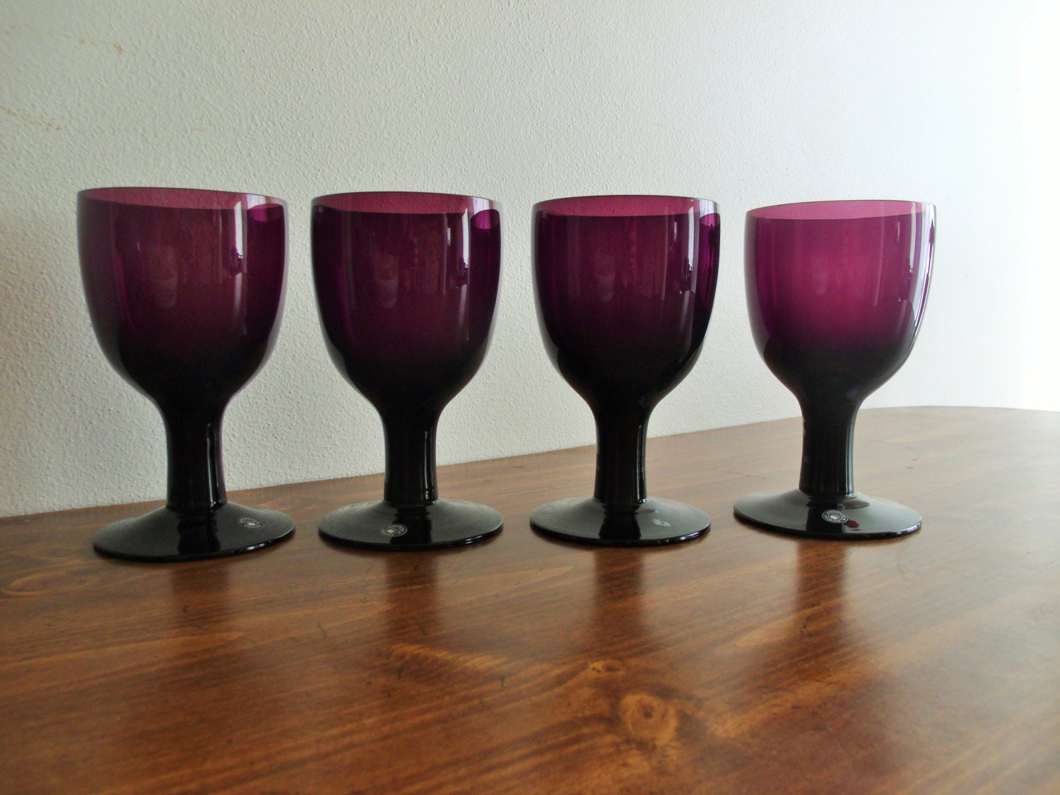 Vintage Handcrafted Amethyst Crystal Goblets Purple Wine