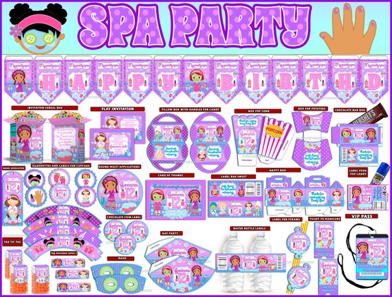 Spa Girls Kit Imprimible Para Fiesta Infantil por PaperPlayMagic