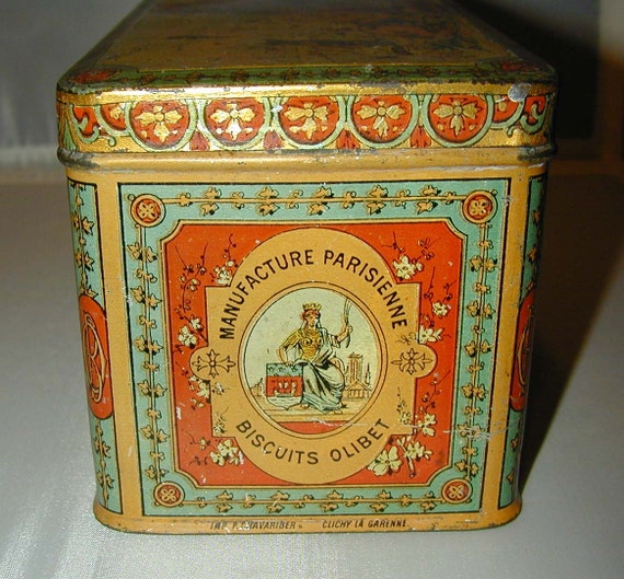 Vintage French biscuit tin | Vintage tins, Vintage tin, Tin containers