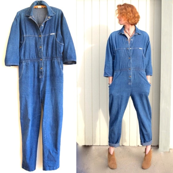 Vintage Denim Jumpsuit 90s Denim All in One by ShopPrettyNVintage