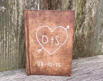 Personalized Initial Vow Book/ Rustic Vow Book/ Wedding Keepsake