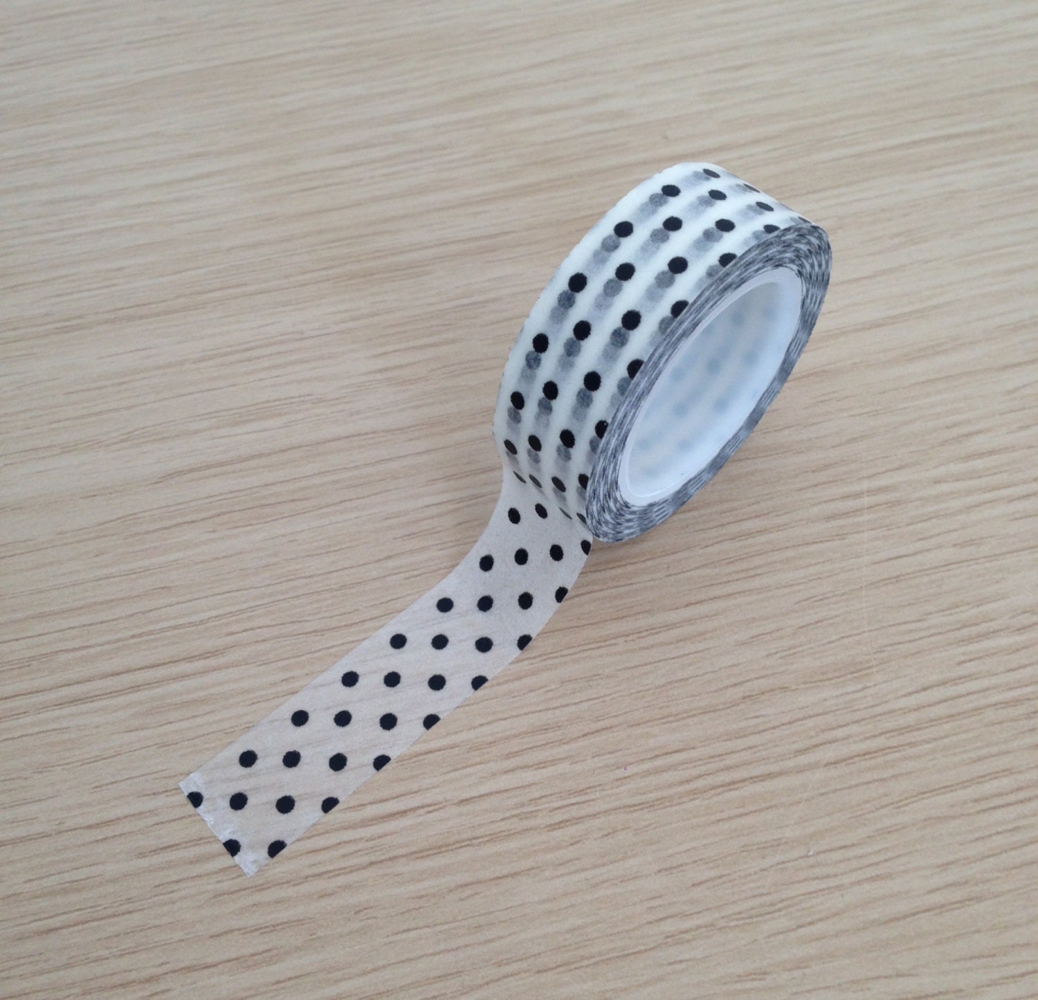 Washi tape white with black dots W08
