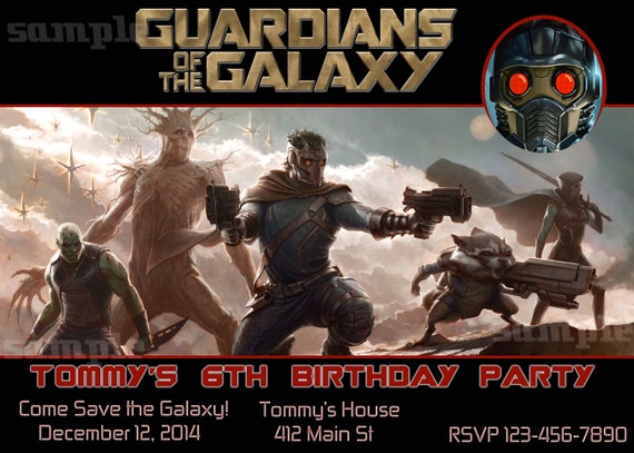 Personalized Guardians Of The Galaxy Birthday By Invititestation Guardians Of The Galaxy Invitation Template