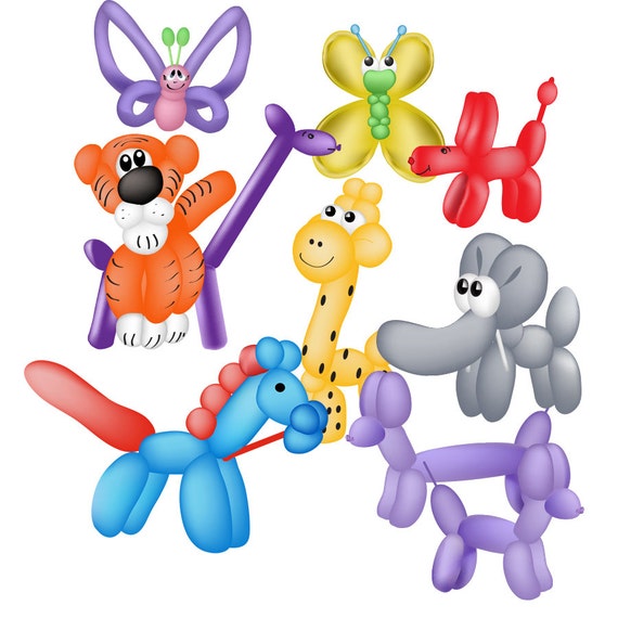 Items similar to Balloon Animal Clipart for Stickers, Cards