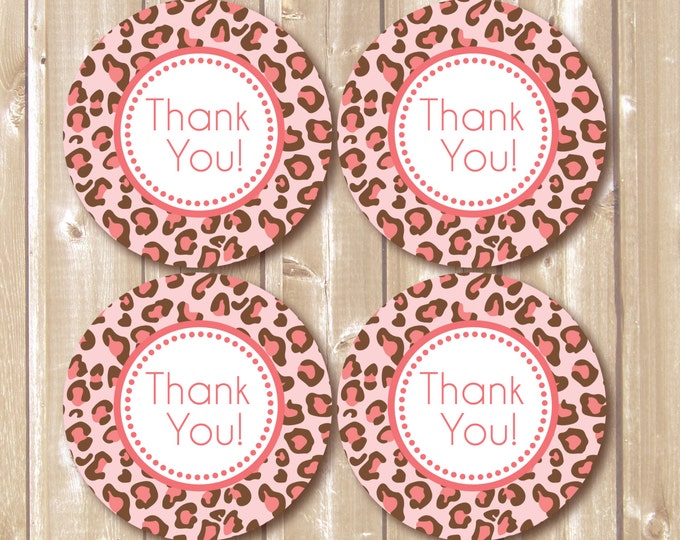 Thank You Favor Tags .Cheetah print tags. Pink Cheetah print. Printable Cheetah Birthday diy Thank You Tags. Chetah print. INSTANT DOWNLOAD