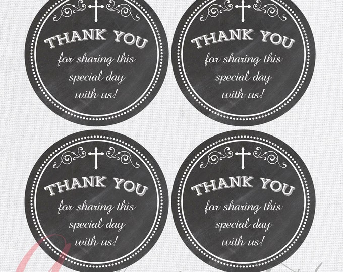 Thank You Favor Tags .Baptism chalkboard tags. Chalkboard tags. Printable diy Thank You Tags. First Holy Communion tags. INSTANT DOWNLOAD