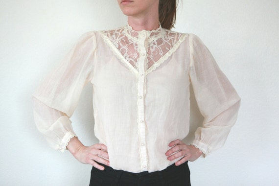 Small to medium Victorian style button up blouse by emeraldOnes