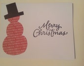 Set of 5 Snowman Merry Christmas Cards with envelopes