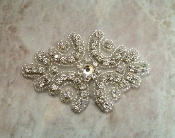 Rhinestone applique, rhinestone iron on applique, iron on, wedding sash applique, rhineston iron on