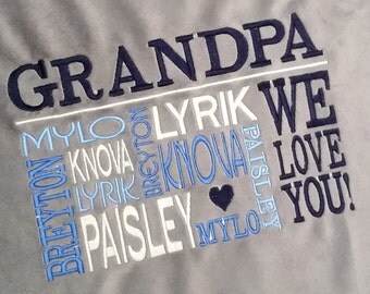 Personalized Grandpa & Grandma Throws and Blankets | Custom Embroidered Gift for Grandparents with Grandkids' Names | Personalized 4U!