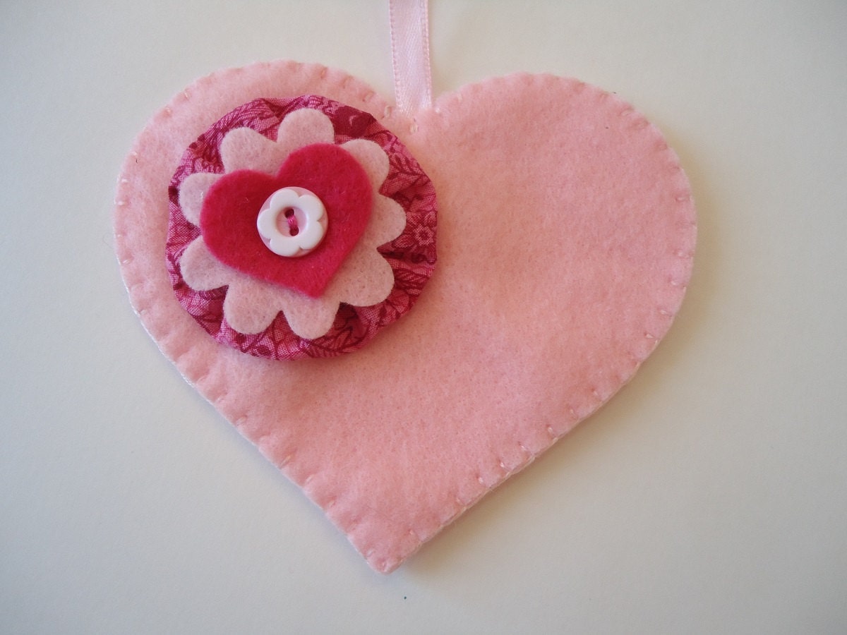 Pink passion felt valentine's heart felt love heart felt