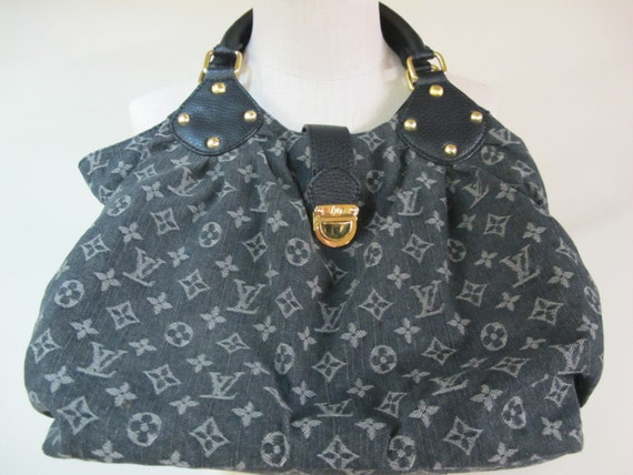 Louis Vuitton Authentic Vintage Monogram Black Denim Bag