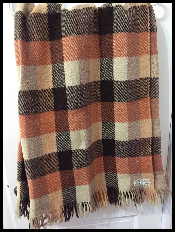 Vintage Irish Wool Blanket/Throw/Shawl Hand-Dyed Hand Woven by