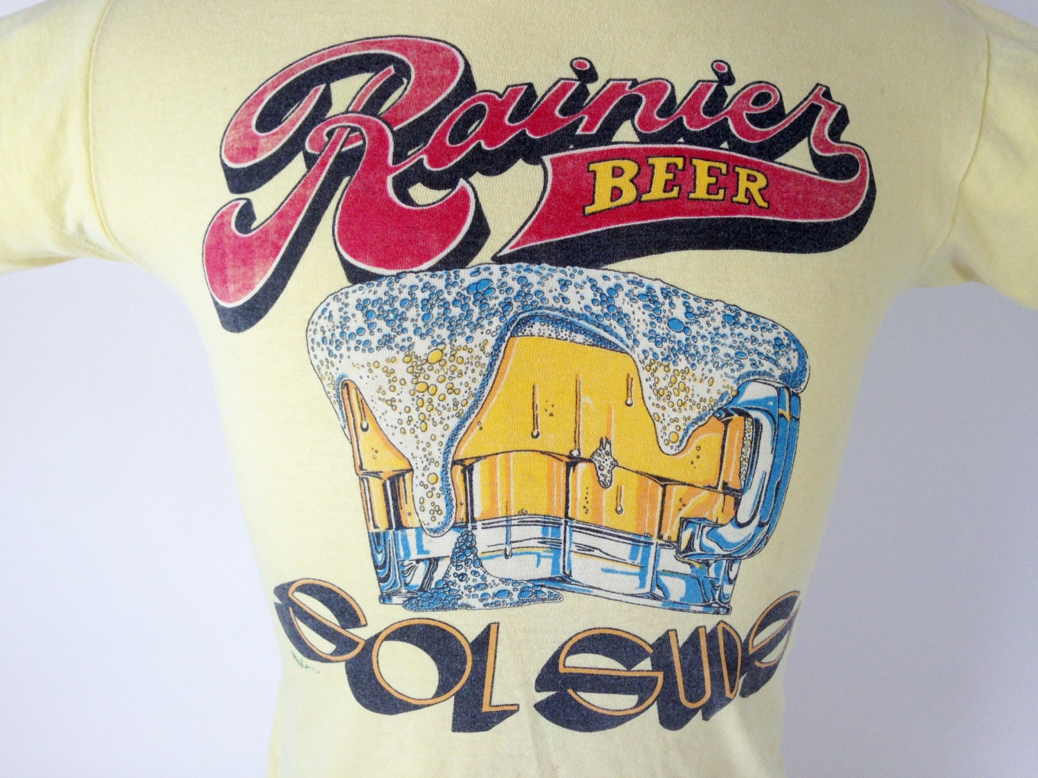 Vintage Rainier Beer T-shirt / Medium / Yellow / by fourBvintage