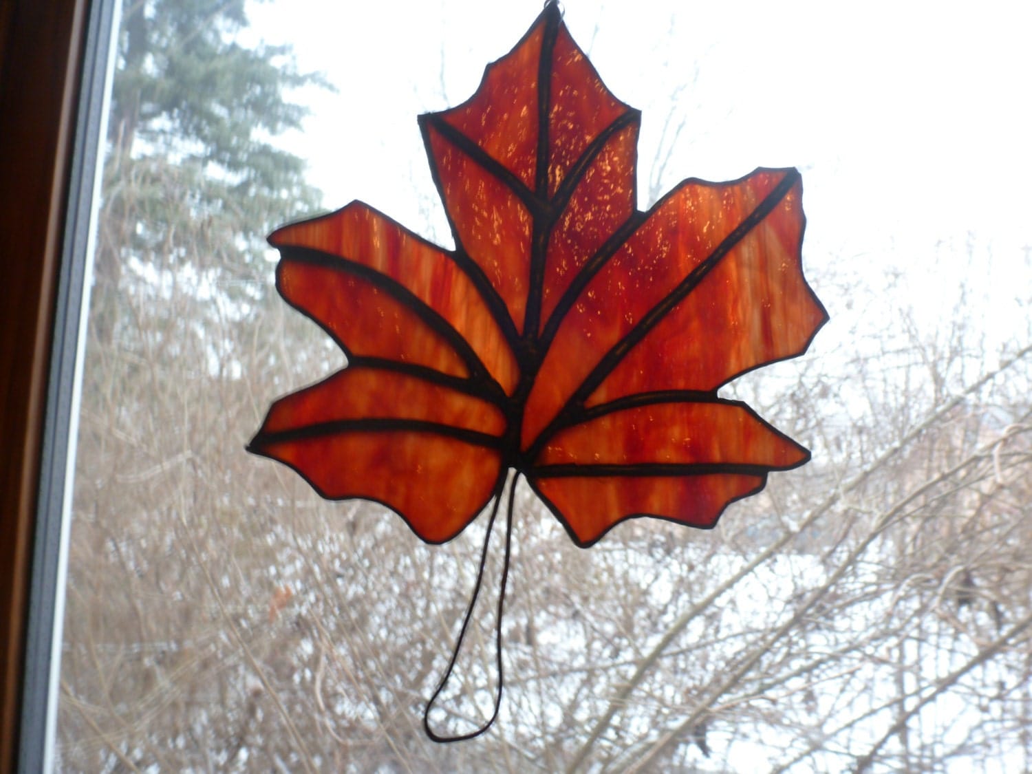 Stained Glass Autumn Color Maple Leaf by suncatchersandmore