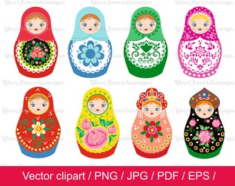 80% Off, Nesting Dolls clip art / matryoshkas clip art / Nesting Dolls vector / for personal and commercial use / ai / eps / png / pdf