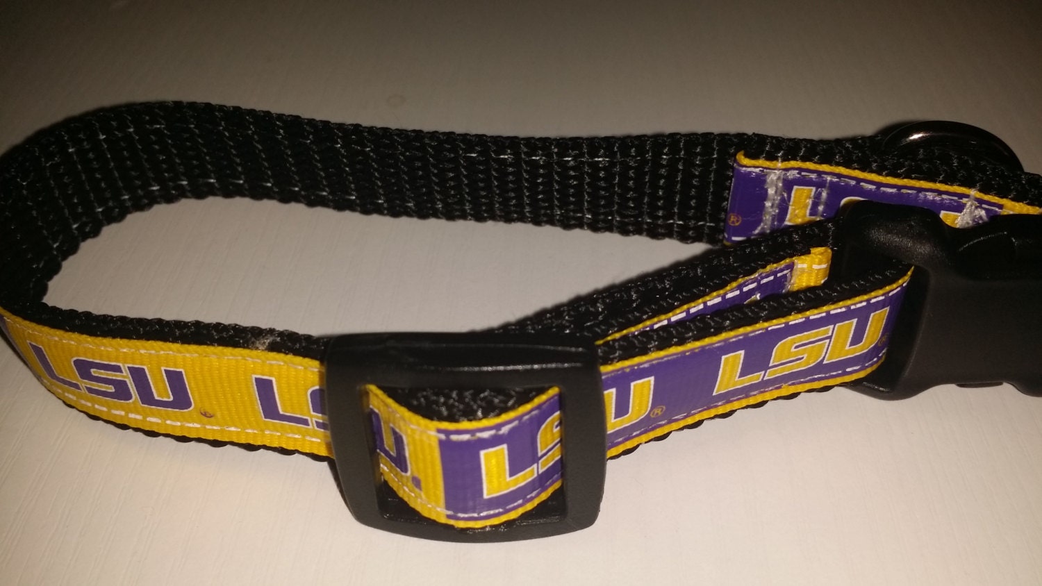 LSU Dog collar and Matching Leash by MyMirrorImage on Etsy