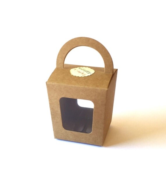 Kraft Paper Window Favor Boxes with Handle by LittleKraftPaperie