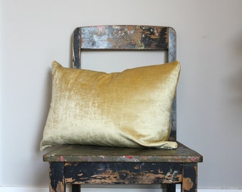 Lite Gold Velvet Pillow Cover, All Sizes vintage style gold velvet cushion cover, gold velvet throw pillow decor, distressed velvet, lumber
