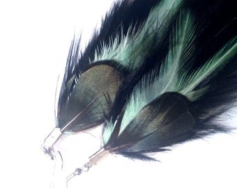 Earrings black-green clear and emerald green