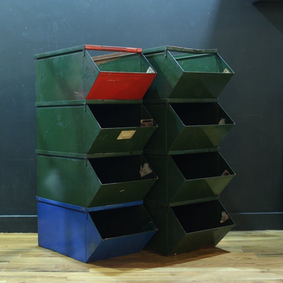 Vintage Industrial Storage Bins Eight Bins Available Haute Juice