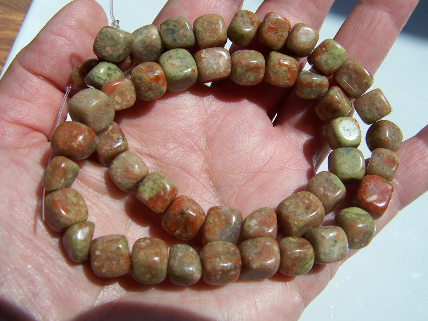 Autumn Jasper square nugget beads full strand 16 inches about