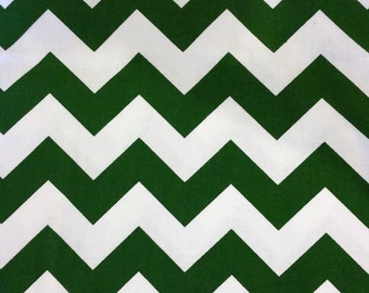 Chevron Stripes - Kelly Green and White Fabric