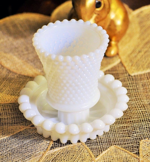 Seethrough milk glass votive candle holder by RJvintagencounters