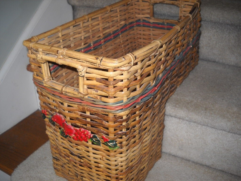 Stair Basket Stair Step Basket with Side by sistersvintageattic