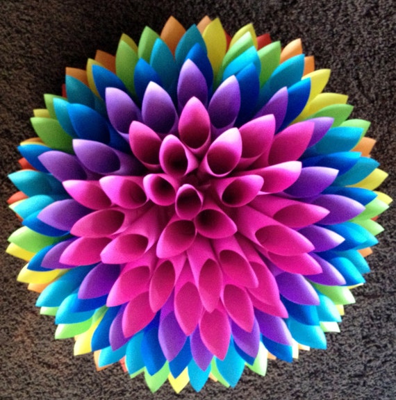 Large Dahlia Flower Paper Wall Sculpture: by TheScholarlyArtist