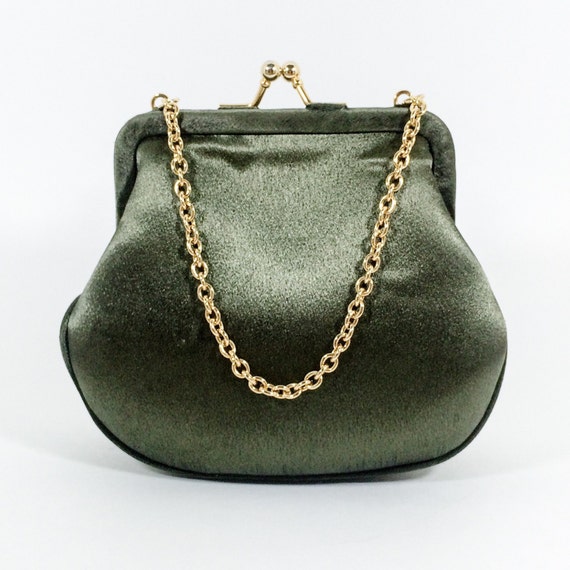 Vintage La Regale Handbag Evening Bag, olive Green, Brushed Silk ...