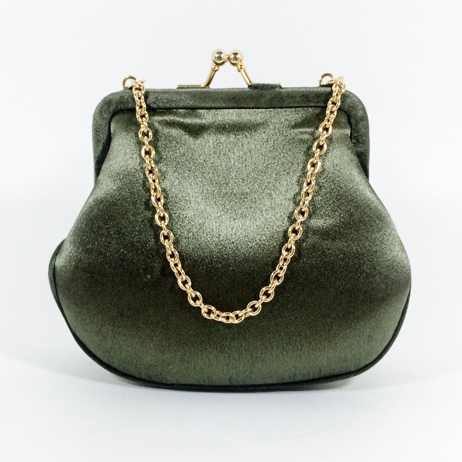 Vintage La Regale Handbag/ Evening Bag olive Green Brushed