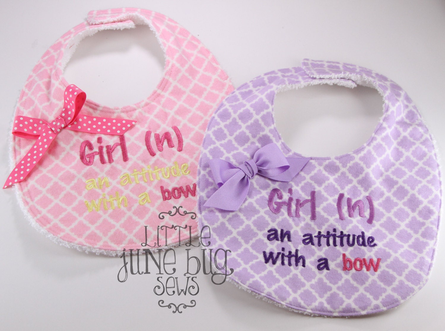 Bow Baby Girl Bib Girly Girl Bib by littlejunebugsews on Etsy