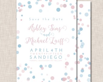 Printable Save The Date card with photos Gold lettering