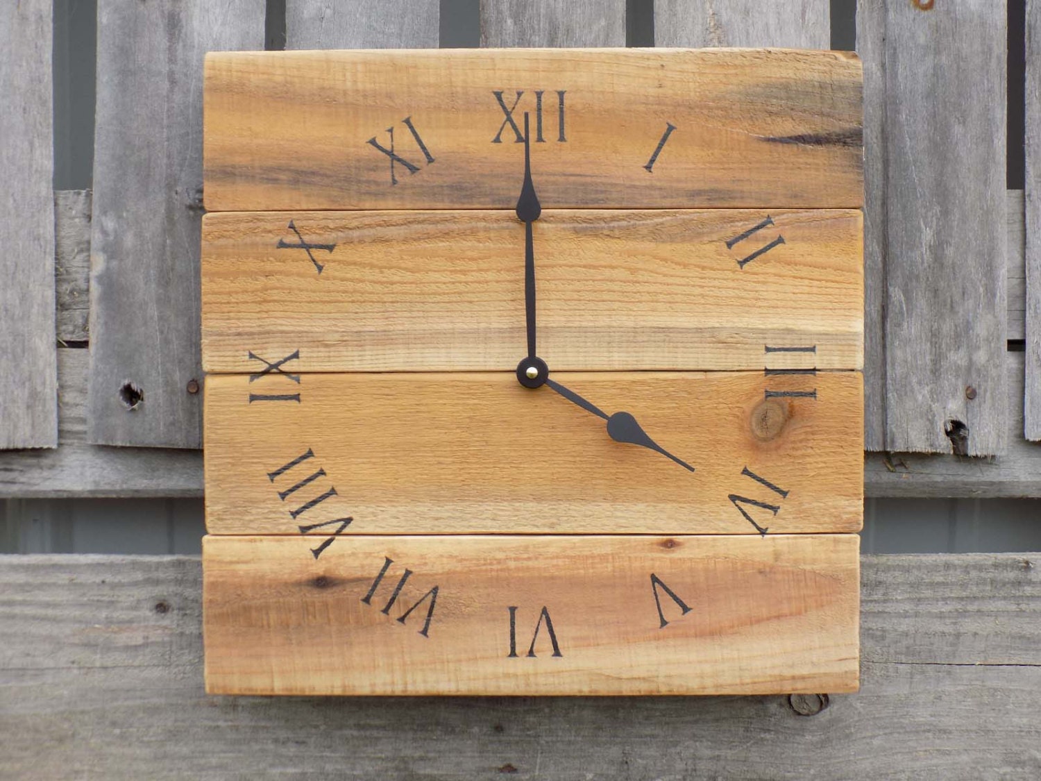 Rustic Wall Clock Primitive Wood Clock Natural Wood Clock
