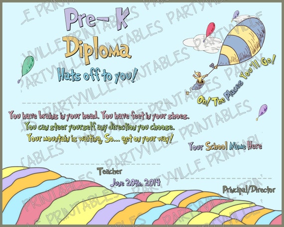 Dr. Seuss GRADUATION DIPLOMA or CERTIFICATE Matching
