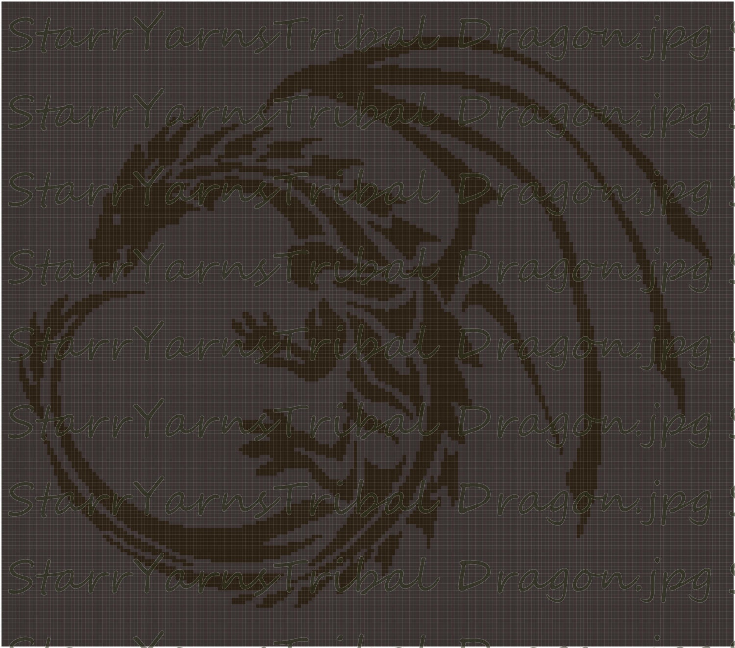 Tribal Dragon Crochet Graph Pattern