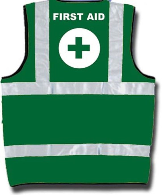 Items similar to First Aid Printed Green Hi Vis Safety Vest High Vis ...