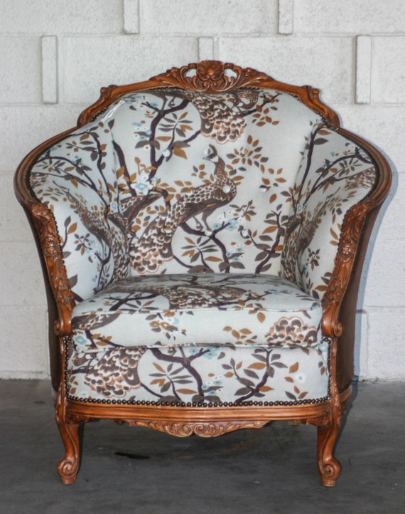 Antique Arm Chair Carved and Upholstered by GreyhoundAntiques