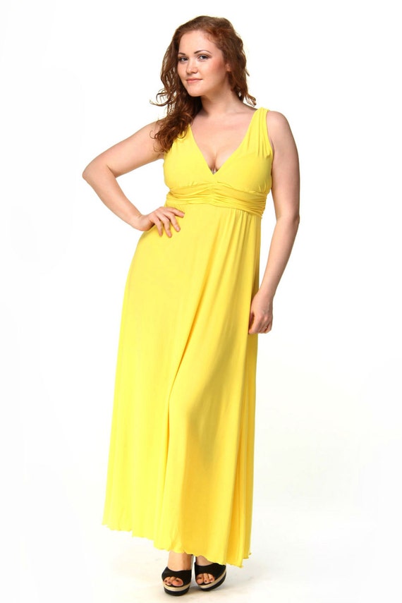 Items similar to Plus  Size  Formal  Yellow Maxi Dress  Long 